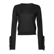 Tijger Ruffle Wol Trui Pinko , Black , Dames