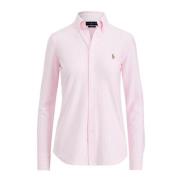 Gestreept Oxford Gebreid Polo Shirt Polo Ralph Lauren , Pink , Dames
