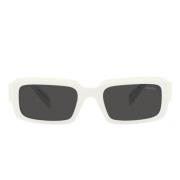 Rechthoekige zonnebril met wit montuur en donkergrijze lenzen Prada , ...