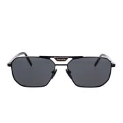 Rechthoekige zonnebril met zwart montuur en donkergrijze lens Prada , ...
