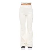 Wijde Geribbelde Flared Broek Puma , White , Dames