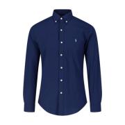 Logo Polo Shirt Slim-Fit Button-Down Ralph Lauren , Blue , Heren