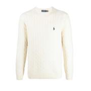 Kabelgebreide Trui met Geborduurd Logo Ralph Lauren , Beige , Dames