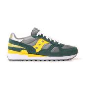 Groene Sneakers met Gele en Grijze Accenten Saucony , Green , Heren