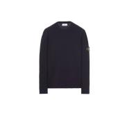 Blauwe Crewneck Trui van Stretch Wol Stone Island , Black , Heren