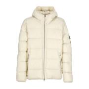 Ivoor donsjas met hoge kraag en capuchon Stone Island , Beige , Heren