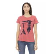 Roze Katoenen T-shirt met Korte Mouwen en Voorkant Print Trussardi , P...