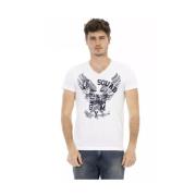 Action Wit V-Hals T-Shirt Trussardi , White , Heren