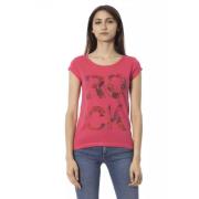 Roze Katoenen T-shirt met Korte Mouwen en Voorkant Print Trussardi , P...
