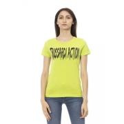 Groene Katoenen T-shirt met Korte Mouwen en Voorkant Print Trussardi ,...