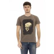 Action Cotton T-Shirt met Front Print Trussardi , Brown , Heren