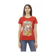 Trendy Rood Katoenen T-Shirt met Voorkant Print Trussardi , Red , Dame...