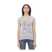 Grijze Katoenen T-Shirt met Korte Mouwen Trussardi , Gray , Dames