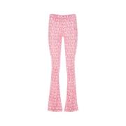 Bedrukte fluwelen broek Versace , Pink , Dames