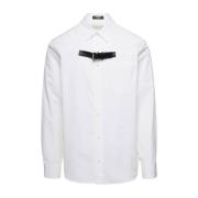 Witte Buckle Look Overhemden Versace , White , Heren