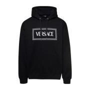Zwarte Vintage Logo Sweaters Versace , Black , Heren