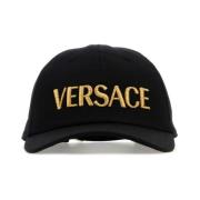 Zwarte katoenen baseballpet Versace , Black , Heren