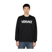 Logo Mesh Sweatshirt Versace , Black , Heren