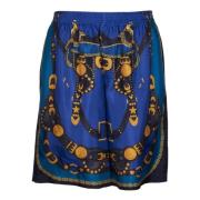 Metallic Pinafore Shorts Versace , Blue , Heren
