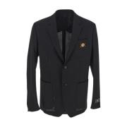 Zwarte jas van zuivere wol met golf-finish en Medusa-detail Versace , ...