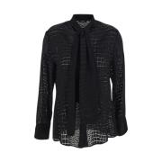 Croc-Effect Devoré Overhemd-Tie Versace , Black , Dames