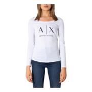 Dames Witte T-shirt met Lange Mouwen Armani Exchange , White , Dames