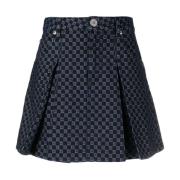 Blauwe Katoenen Rok met Triple Loop Balmain , Blue , Dames