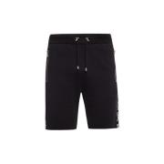 Zwarte katoenen shorts met bedrukt logo en ritssluiting Balmain , Blac...
