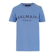 Blauw Crew Neck T-Shirt - Stijlvol en Comfortabel Balmain , Blue , Dam...