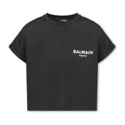 Cropped T-shirt met logo Balmain , Black , Dames