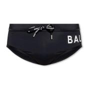 Zwembroek met logo Balmain , Black , Heren