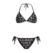 Bikini met logo-print Balmain , Black , Dames