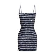 Mouwloze jurk met pailletten Balmain , Blue , Dames