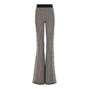 Monogrammed fine knit flared trousers Balmain , Black , Dames