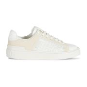 B-Court monogrammed nylon and leather trainers Balmain , White , Dames
