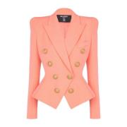 8-button cinched-waist jacket Balmain , Pink , Dames