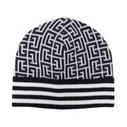 Monogram Wollen Beanie Balmain , Black , Dames