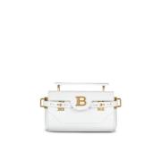B-Buzz 19 bag in crocodile effect-embossed leather Balmain , White , D...