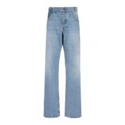 Contrast-effect denim straight cut jeans Balmain , Blue , Heren