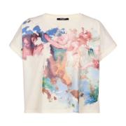 Geknipt Pastelprint T-shirt Balmain , Multicolor , Dames