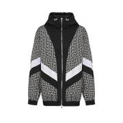 Ivoor Nylon Jas met Rits en Capuchon Balmain , Black , Heren