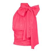 Mouwloze top met gedrapeerde kraag Balmain , Pink , Dames