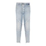 Geribbelde katoenen slim-fit jeans Balmain , Blue , Heren