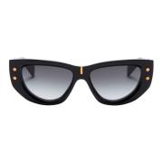 Elegante Vrouwelijke Zonnebril - Zwart/Goud Balmain , Black , Dames