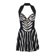 Gebreide jacquardjurk met zebrapatroon Balmain , Black , Dames