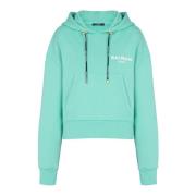 Geknipte katoenen sweatshirt met fluweelachtig logo Balmain , Blue , D...