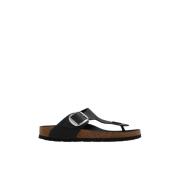 Zwarte Gizeh Big Buckle Slides Birkenstock , Black , Dames