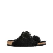 Arizona Big Buckle Shearling Sandalen Birkenstock , Black , Dames