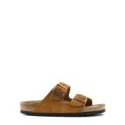 Sandalen Arizona Suede Soft Footbed Birkenstock , Brown , Dames