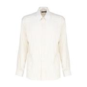 Zijden Overhemd met Gerimpeld Effect Dolce & Gabbana , White , Heren